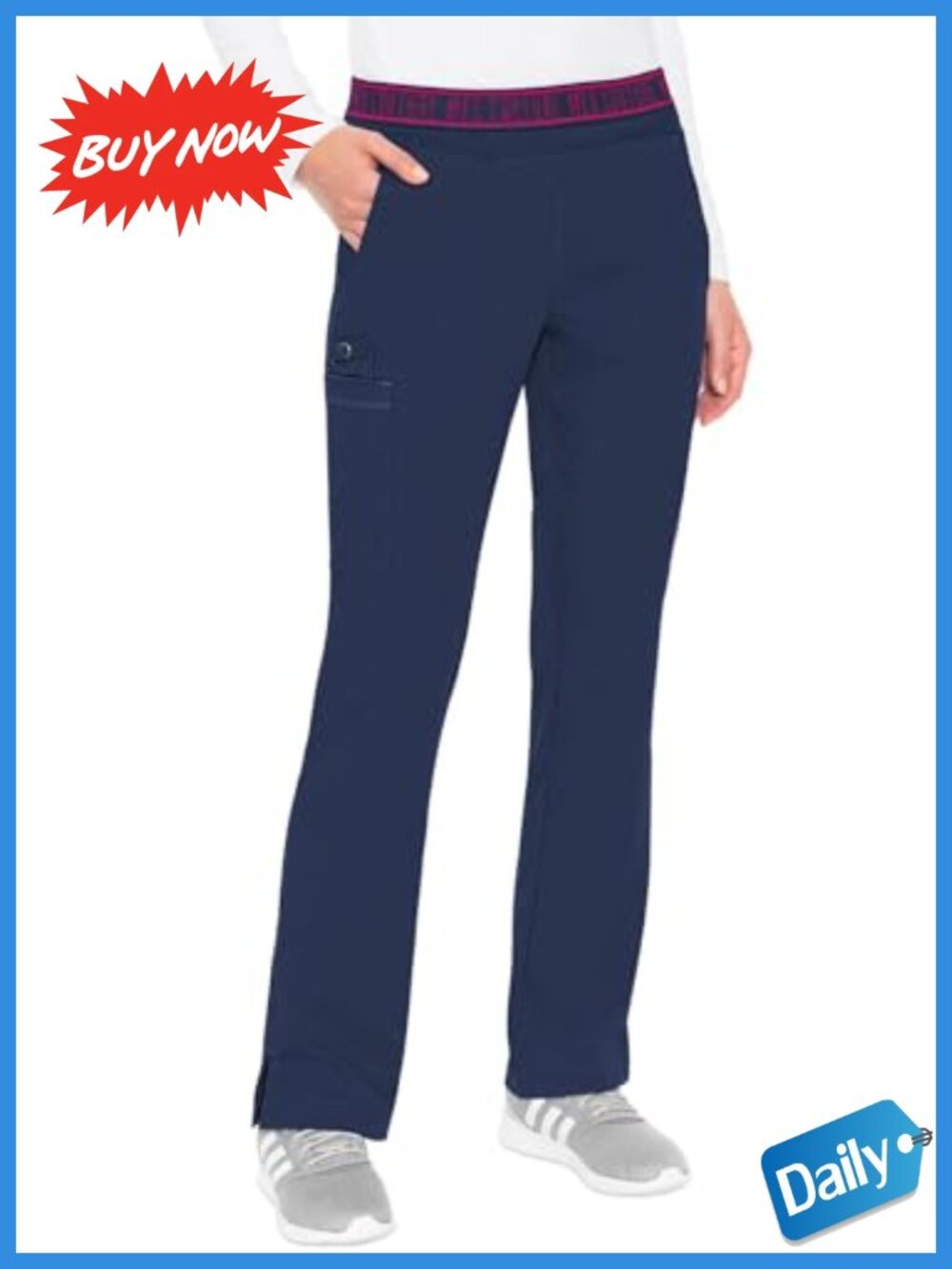 Women's Yoga Pull-On Scrub Pants with 7 Pockets